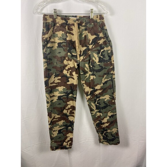 Cotton On Women’s Sz 6 Camo Pants Elastic Drawstring Waist Two Pocket Ankle Lgth - Picture 1 of 12